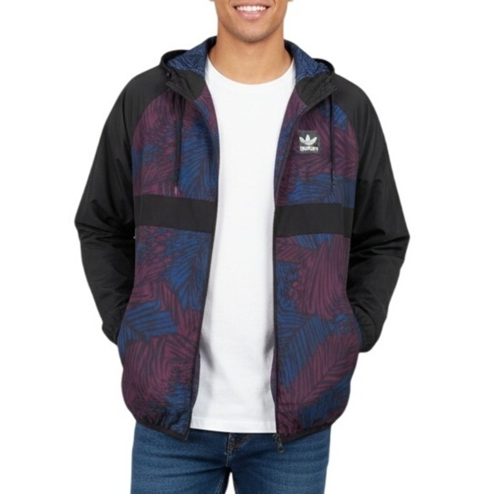 Adidas Originals Tropical Palm Leaf Print Hooded Windbreaker Jacket S